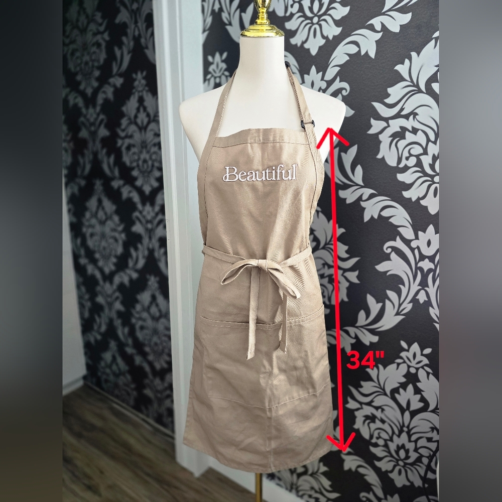 Monogrammed "Beautiful" Uncommon Threads Pencil Patch Pocket Bib Apron | OS